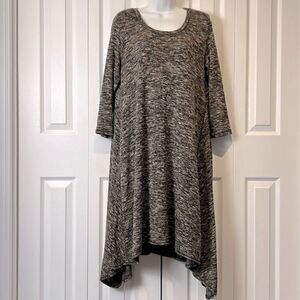 Max Studio Black/Grey/White Heathered Asymmetrical Swing Dress‎ Size M